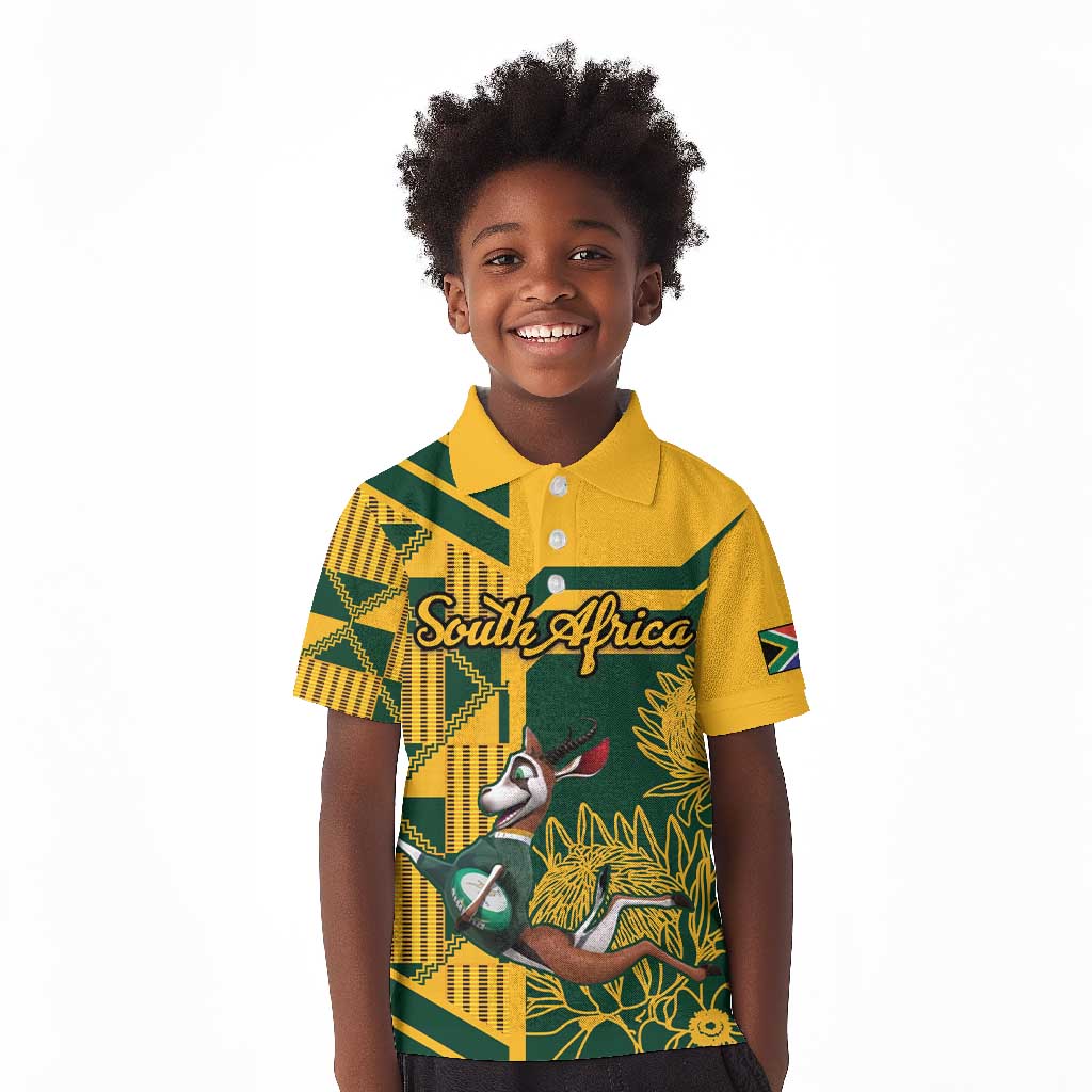 Custom South Africa Rugby Kid Polo Shirt Springboks With Protea Cynaroides