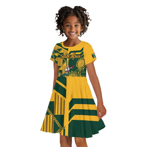 Custom South Africa Rugby Kid Short Sleeve Dress Springboks With Protea Cynaroides