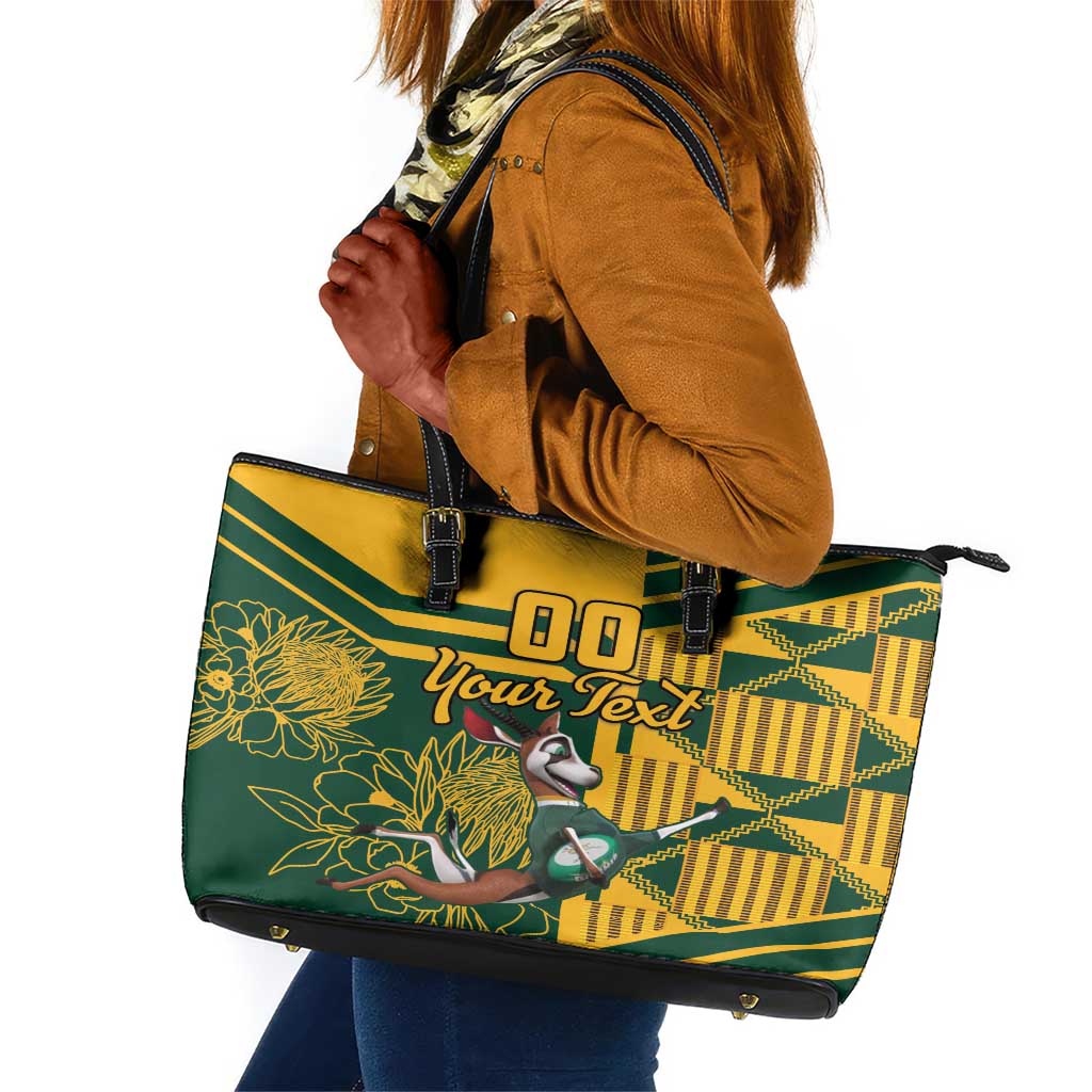 Custom South Africa Rugby Leather Tote Bag Springboks With Protea Cynaroides