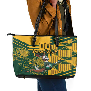 Custom South Africa Rugby Leather Tote Bag Springboks With Protea Cynaroides