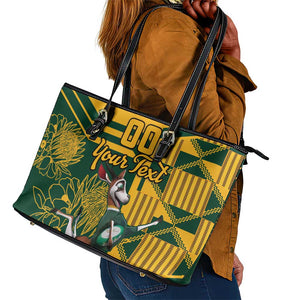 Custom South Africa Rugby Leather Tote Bag Springboks With Protea Cynaroides