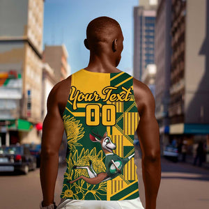 Custom South Africa Rugby Men Tank Top Springboks With Protea Cynaroides