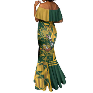 Custom South Africa Rugby Mermaid Dress Springboks With Protea Cynaroides