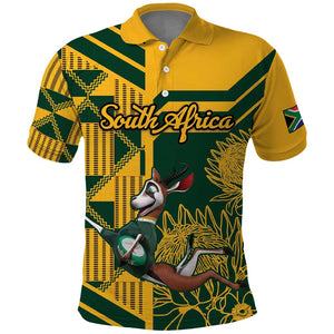 Custom South Africa Rugby Polo Shirt Springboks With Protea Cynaroides