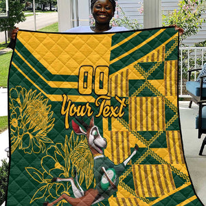 Custom South Africa Rugby Quilt Springboks With Protea Cynaroides