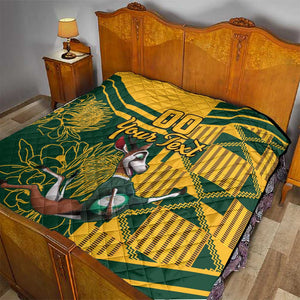 Custom South Africa Rugby Quilt Springboks With Protea Cynaroides