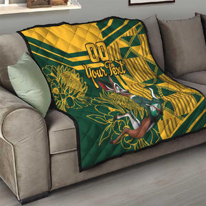 Custom South Africa Rugby Quilt Springboks With Protea Cynaroides