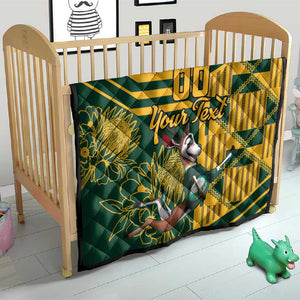 Custom South Africa Rugby Quilt Springboks With Protea Cynaroides