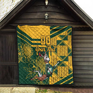 Custom South Africa Rugby Quilt Springboks With Protea Cynaroides