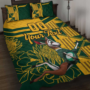 Custom South Africa Rugby Quilt Bed Set Springboks With Protea Cynaroides