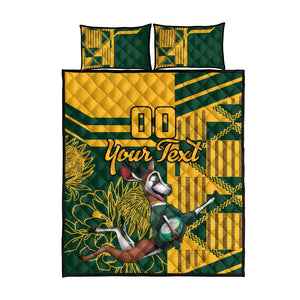 Custom South Africa Rugby Quilt Bed Set Springboks With Protea Cynaroides