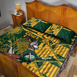 Custom South Africa Rugby Quilt Bed Set Springboks With Protea Cynaroides