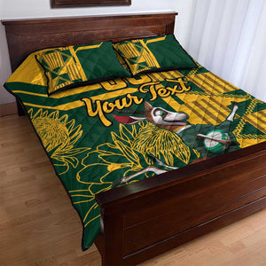 Custom South Africa Rugby Quilt Bed Set Springboks With Protea Cynaroides