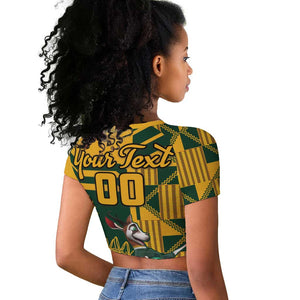 Custom South Africa Rugby Raglan Cropped T shirt Springboks With Protea Cynaroides