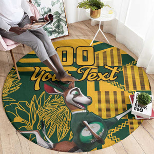 Custom South Africa Rugby Round Carpet Springboks With Protea Cynaroides