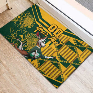 Custom South Africa Rugby Rubber Doormat Springboks With Protea Cynaroides