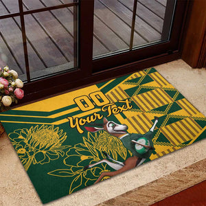 Custom South Africa Rugby Rubber Doormat Springboks With Protea Cynaroides