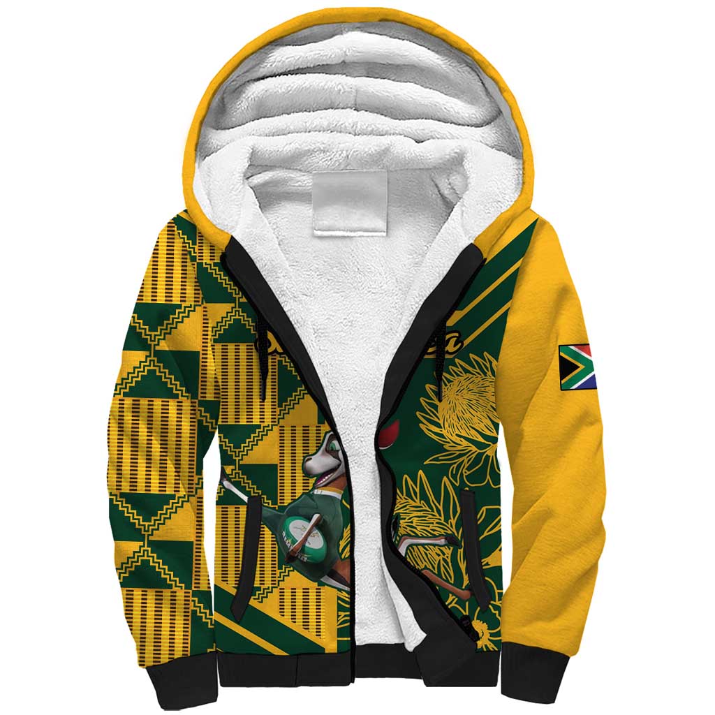 Custom South Africa Rugby Sherpa Hoodie Springboks With Protea Cynaroides