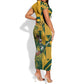 Custom South Africa Rugby Short Sleeve Bodycon Dress Springboks With Protea Cynaroides LT18
