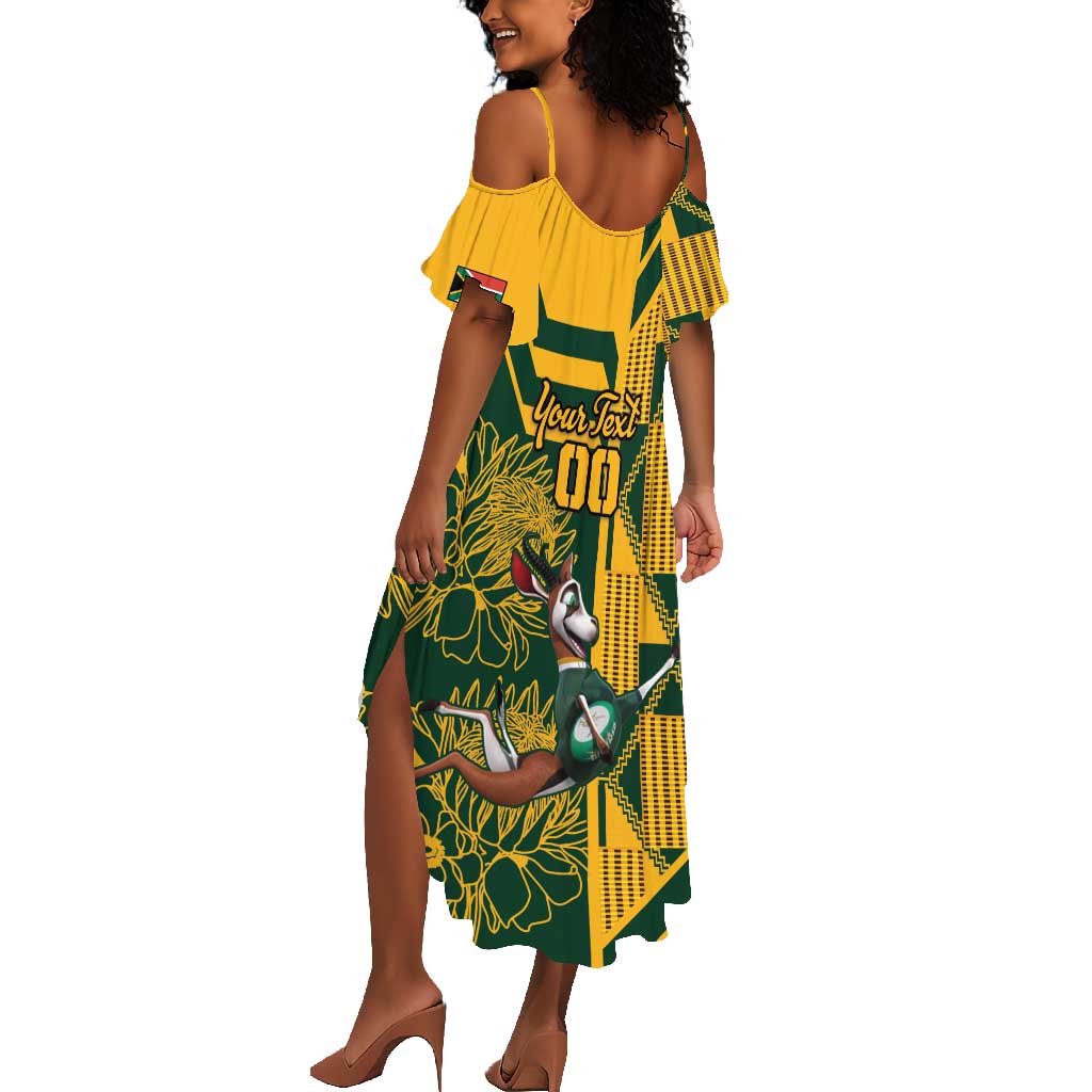 Custom South Africa Rugby Summer Maxi Dress Springboks With Protea Cynaroides