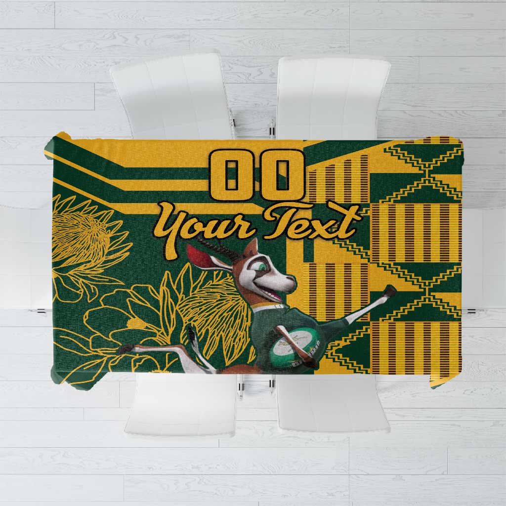 Custom South Africa Rugby Tablecloth Springboks With Protea Cynaroides