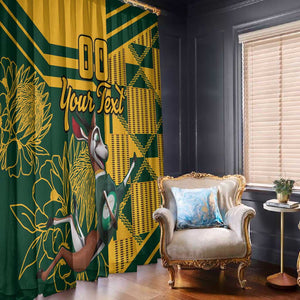 Custom South Africa Rugby Window Curtain Springboks With Protea Cynaroides