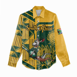 Custom South Africa Rugby Women Casual Shirt Springboks With Protea Cynaroides