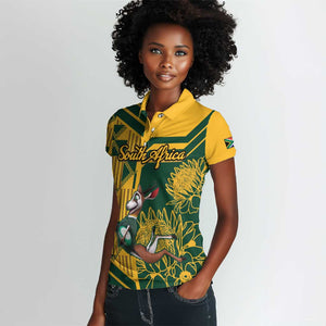 Custom South Africa Rugby Women Polo Shirt Springboks With Protea Cynaroides