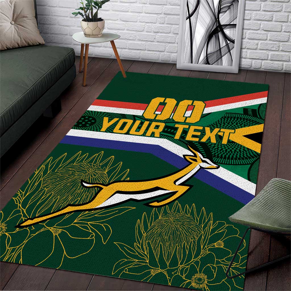 Custom South Africa Rugby Area Rug Springboks Mascot African Pattern