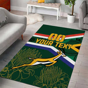 Custom South Africa Rugby Area Rug Springboks Mascot African Pattern