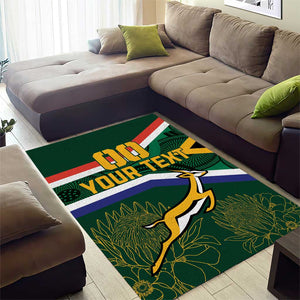 Custom South Africa Rugby Area Rug Springboks Mascot African Pattern