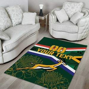 Custom South Africa Rugby Area Rug Springboks Mascot African Pattern