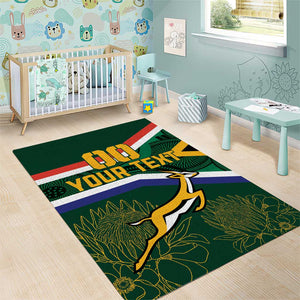 Custom South Africa Rugby Area Rug Springboks Mascot African Pattern