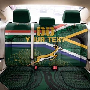 Custom South Africa Rugby Back Car Seat Cover Springboks Mascot African Pattern