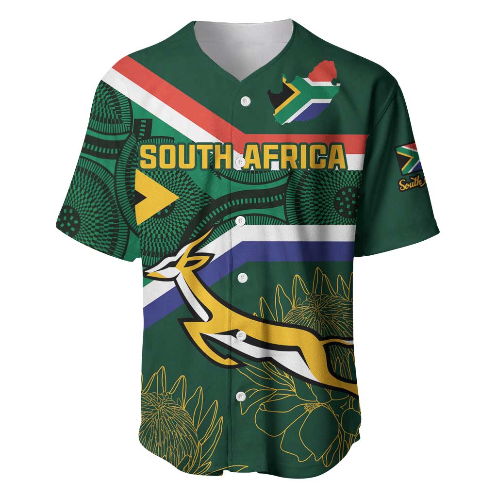 Custom South Africa Rugby Baseball Jersey Springboks Mascot African Pattern