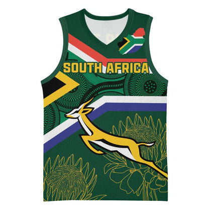 Custom South Africa Rugby Basketball Jersey Springboks Mascot African Pattern LT18