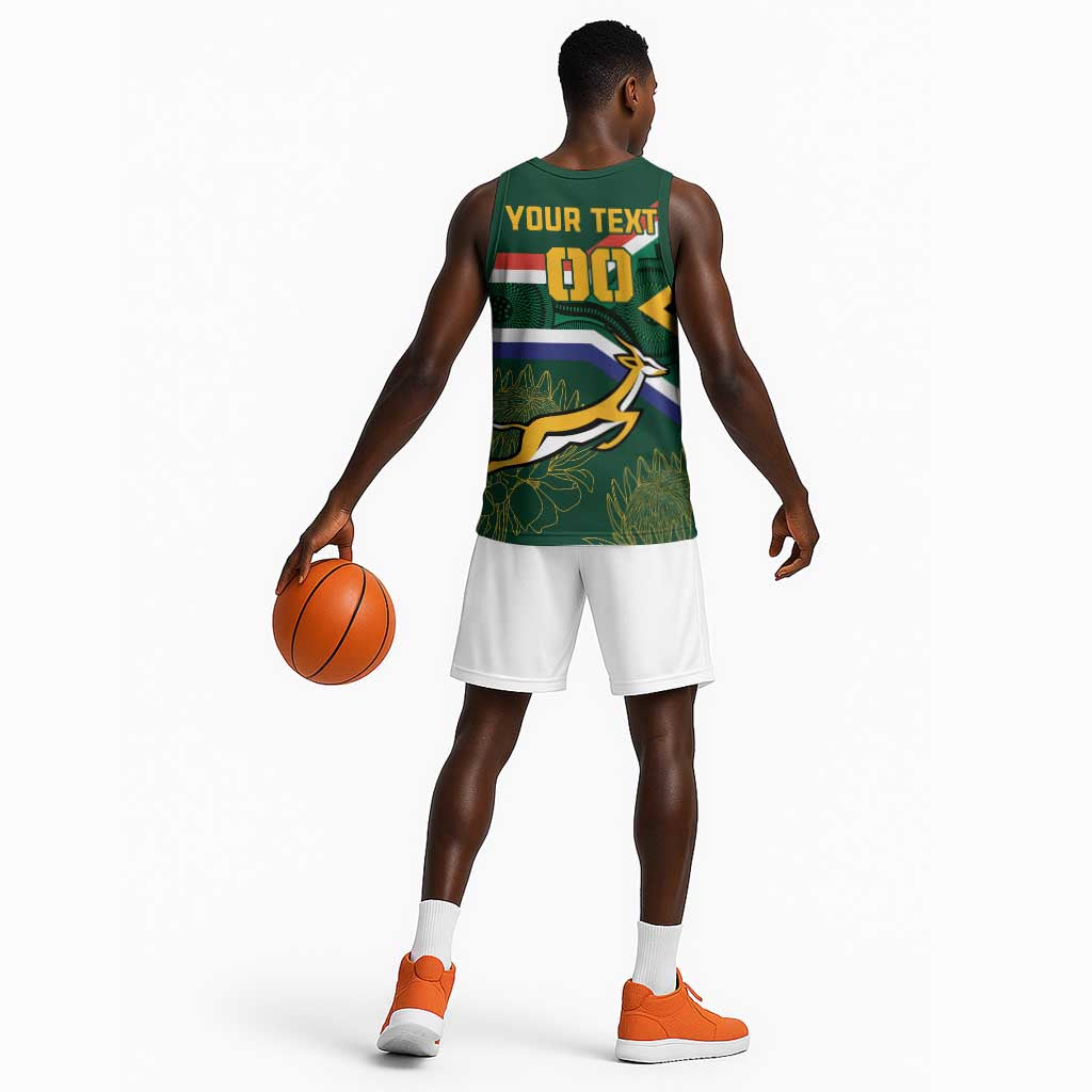 Custom South Africa Rugby Basketball Jersey Springboks Mascot African Pattern LT18