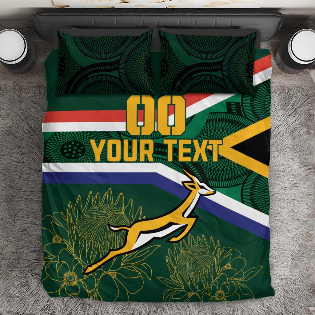 Custom South Africa Rugby Bedding Set Springboks Mascot African Pattern