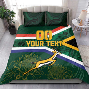 Custom South Africa Rugby Bedding Set Springboks Mascot African Pattern