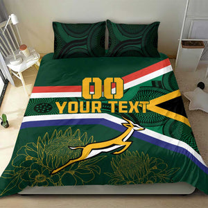 Custom South Africa Rugby Bedding Set Springboks Mascot African Pattern