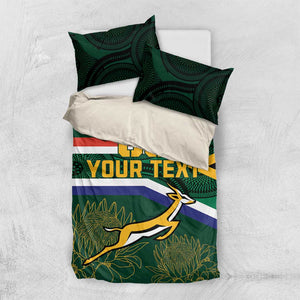 Custom South Africa Rugby Bedding Set Springboks Mascot African Pattern