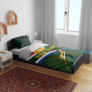 Custom South Africa Rugby Bedding Set Springboks Mascot African Pattern