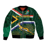 Custom South Africa Rugby Bomber Jacket Springboks Mascot African Pattern