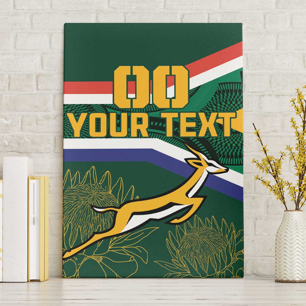 Custom South Africa Rugby Canvas Wall Art Springboks Mascot African Pattern