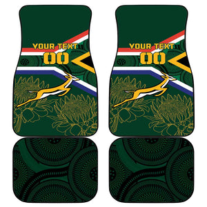 Custom South Africa Rugby Car Mats Springboks Mascot African Pattern