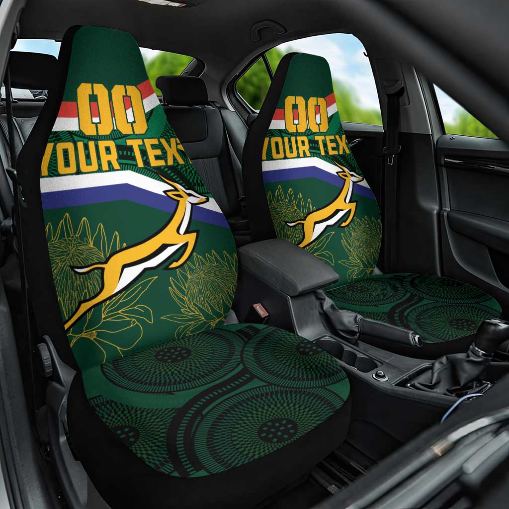 Custom South Africa Rugby Car Seat Cover Springboks Mascot African Pattern