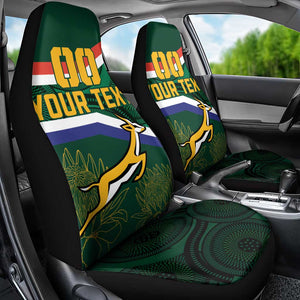 Custom South Africa Rugby Car Seat Cover Springboks Mascot African Pattern