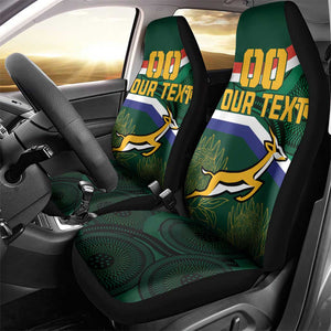 Custom South Africa Rugby Car Seat Cover Springboks Mascot African Pattern