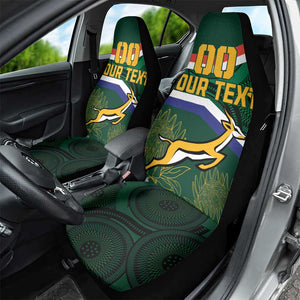 Custom South Africa Rugby Car Seat Cover Springboks Mascot African Pattern