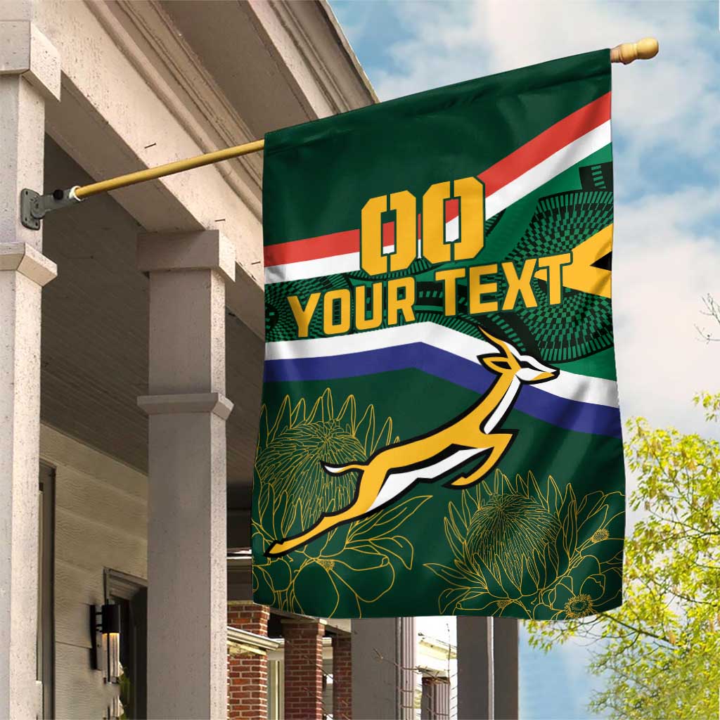 Custom South Africa Rugby Garden Flag Springboks Mascot African Pattern